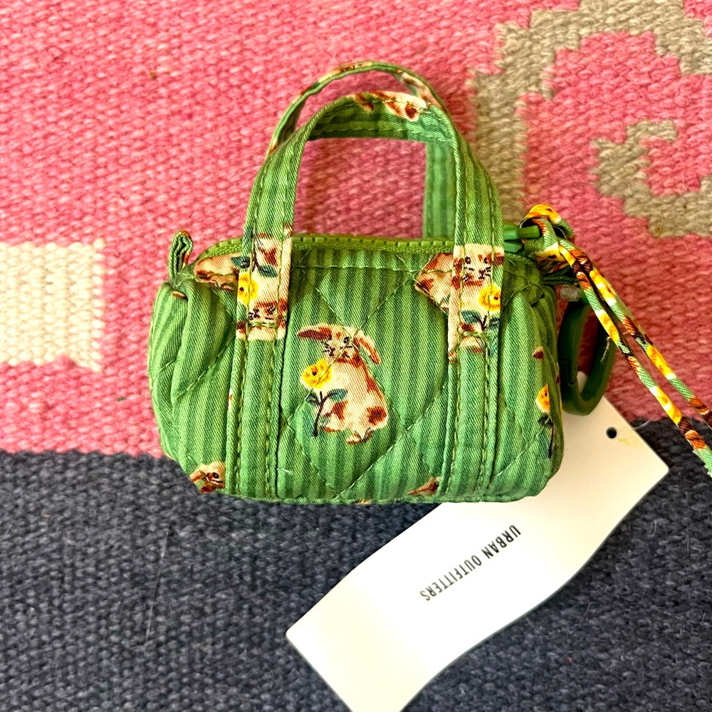 Vera Bradley Urban Outfitters green bunny print bag keychain